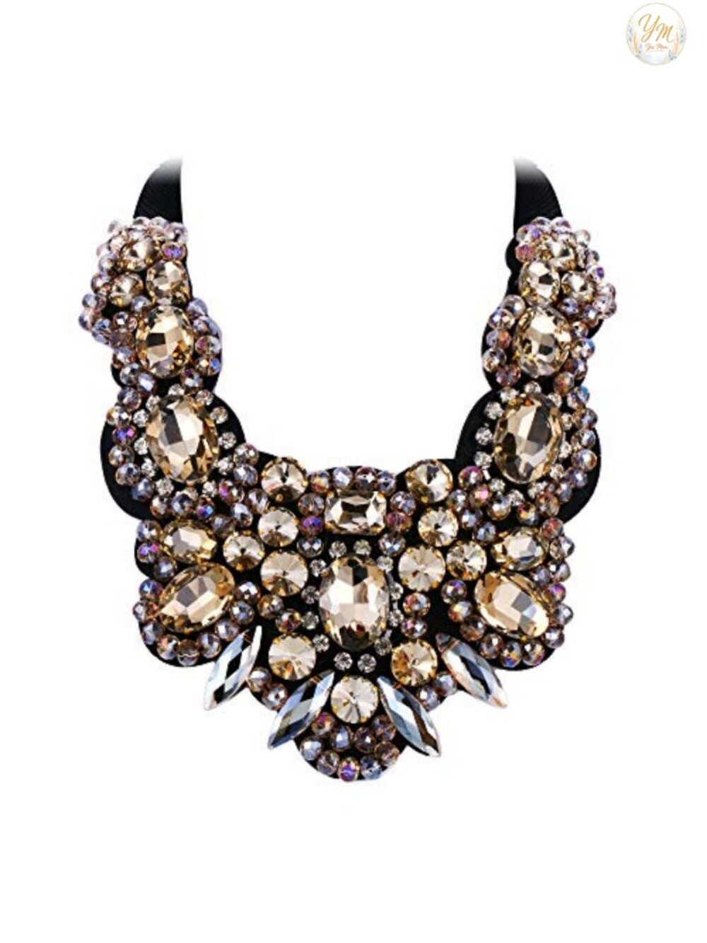 Rhinestone Crystal Chunky Collar Statement Necklace Adjustable Costume Jewelry